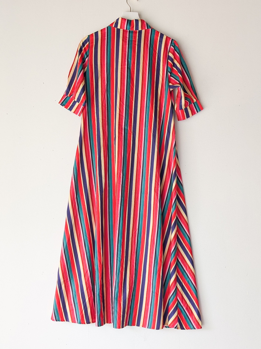 Rainbow Fiesta striped button-down Shirt maxi Lightweight Travel Size Large - Picture 4 of 6